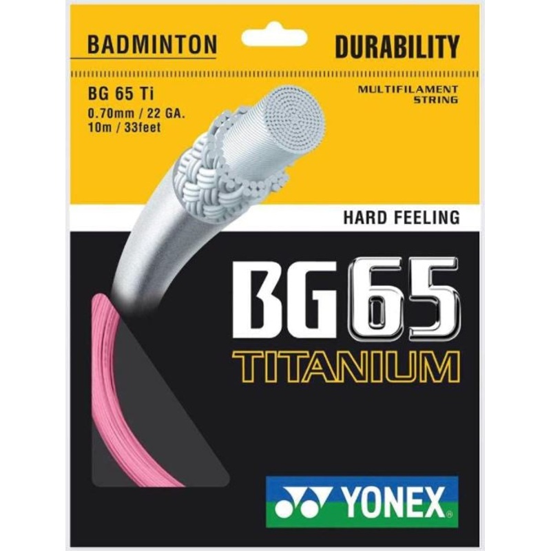Yonex BG65 Titanium Badminton String Set of Pink 0.70mm 22ga