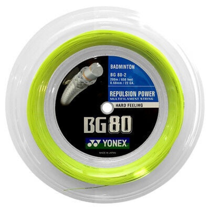 Yonex BG80 Badminton String Reel of Yellow 0.68mm 22ga