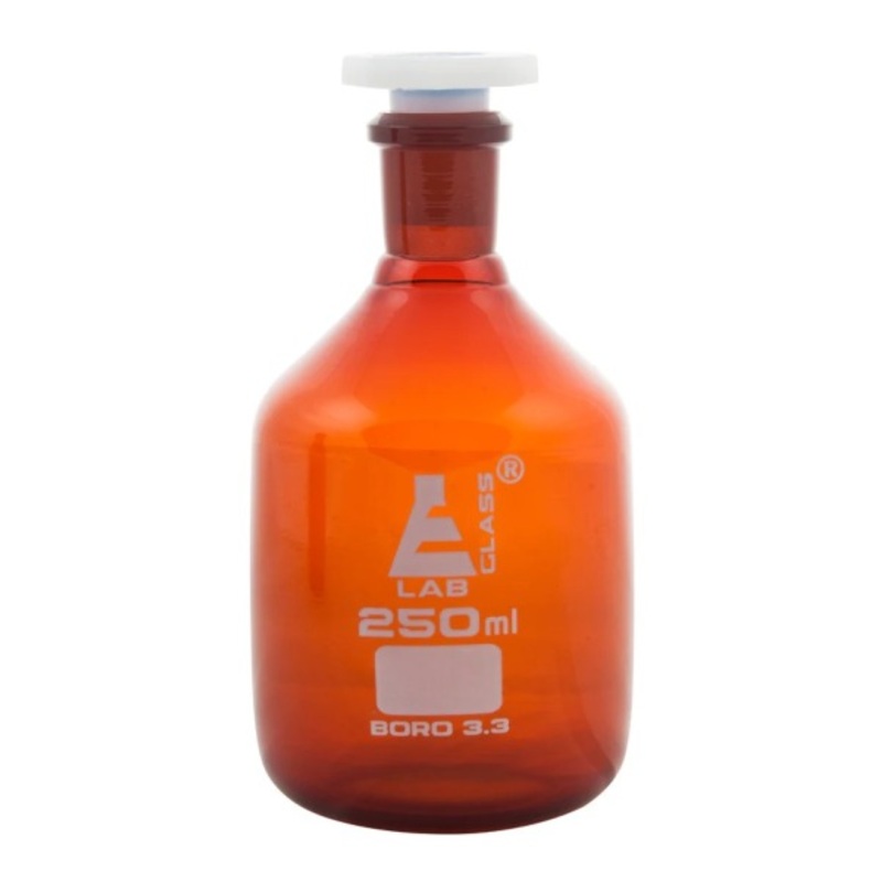 Amber Glass Reagent Bottle with Plastic Stopper – 250mL x 6pcs