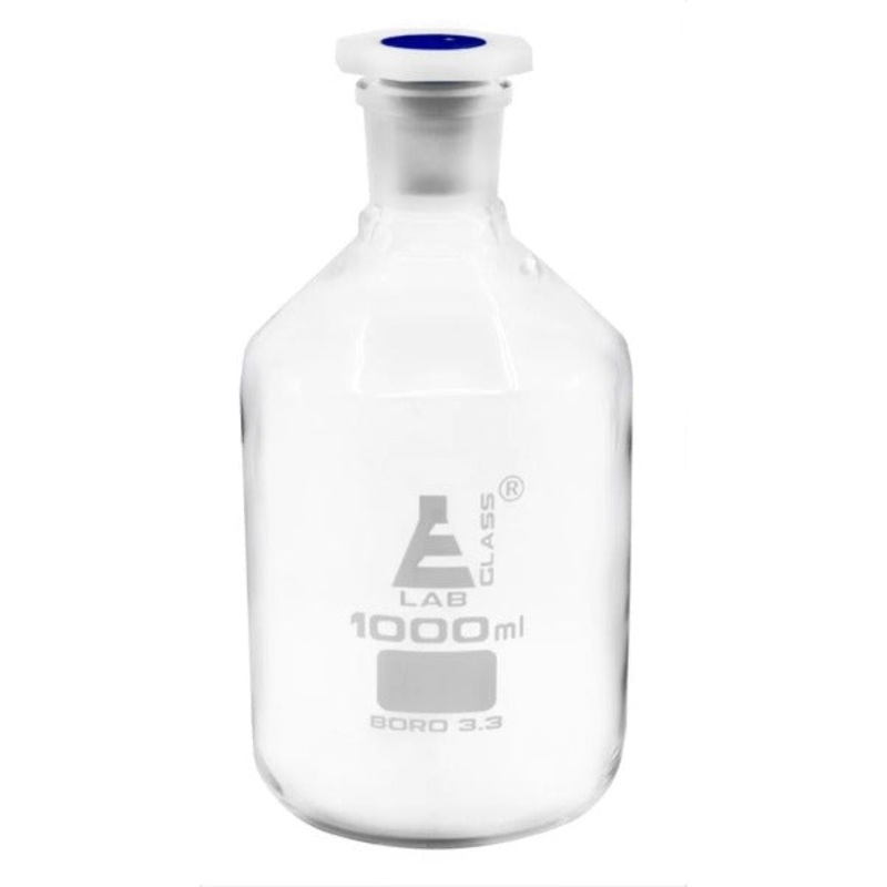 Clear Glass Reagent Bottle with Plastic Stopper – 1L x 6pcs