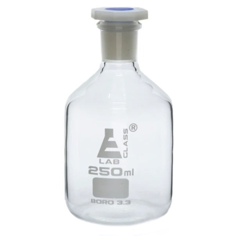 Clear Glass Reagent Bottle with Plastic Stopper – 250mL x 6pcs