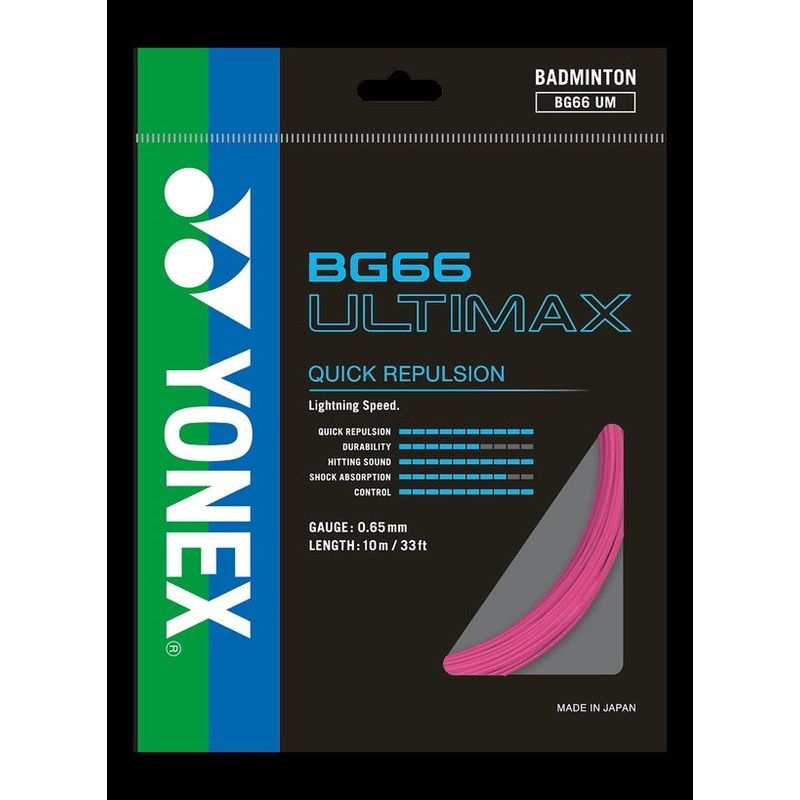 Yonex BG 66 Ultimax Badminton String Set of Neon Pink 0.65mm