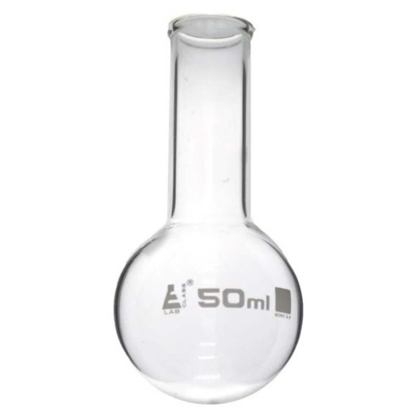 Borosilicate Glass Round Bottom Flask Narrow Neck – 50mL x 12pcs