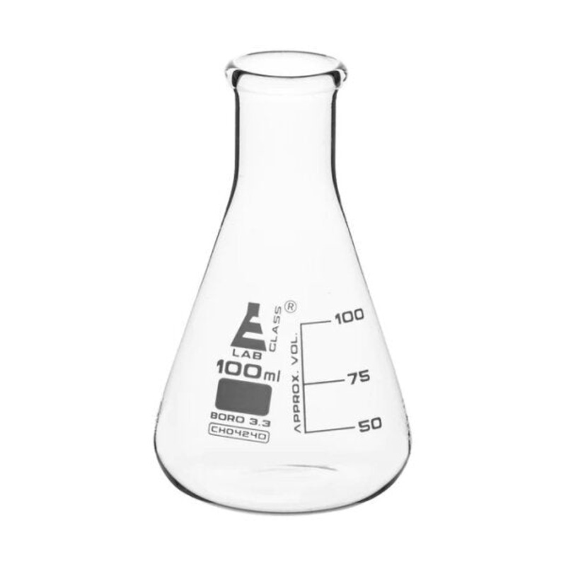 Graduated Glass Conical Flask Narrow Neck – 100mL x 12pcs