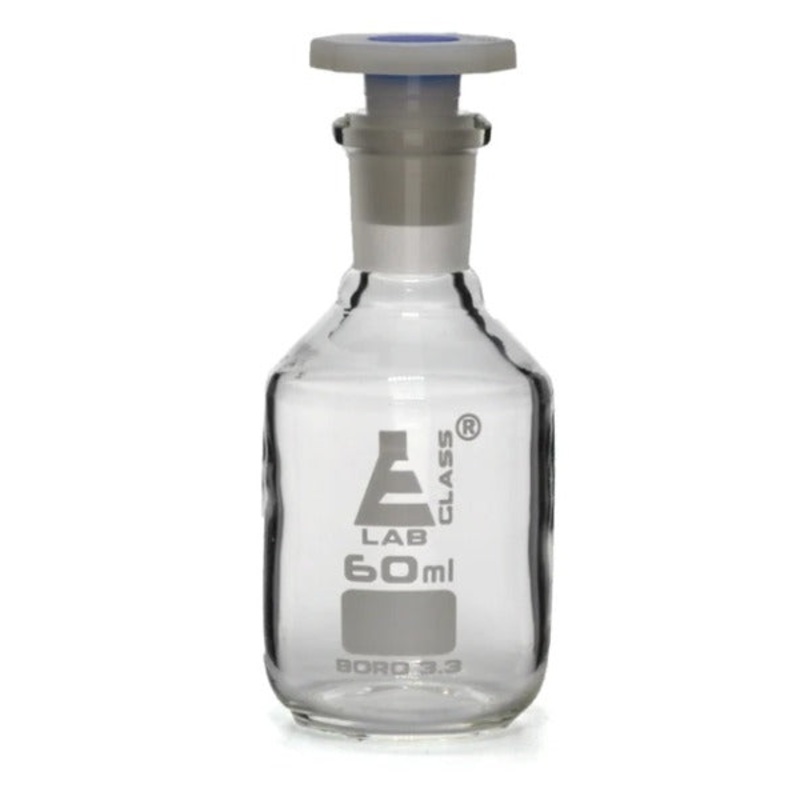 Clear Glass Reagent Bottle with Plastic Stopper – 60mL x 6pcs