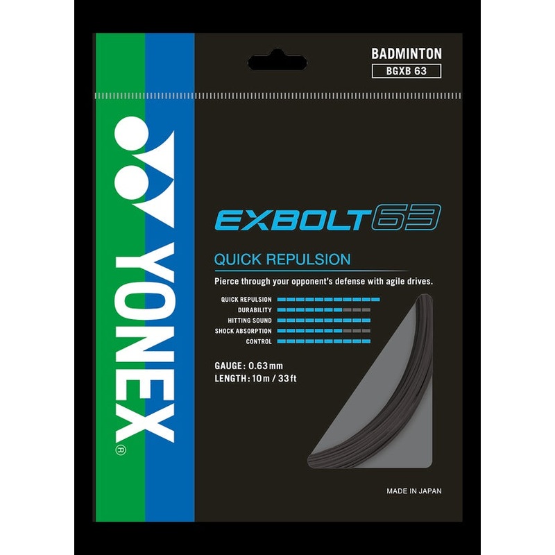 Yonex Exbolt 63 Badminton String Set of Black 0.63mm