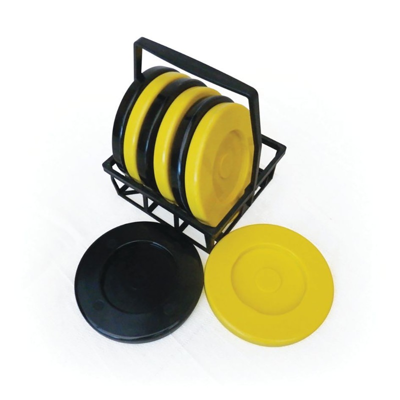 SHUFFLEBOARD DISC SET  BLACK/YELLOW, SET OF 8