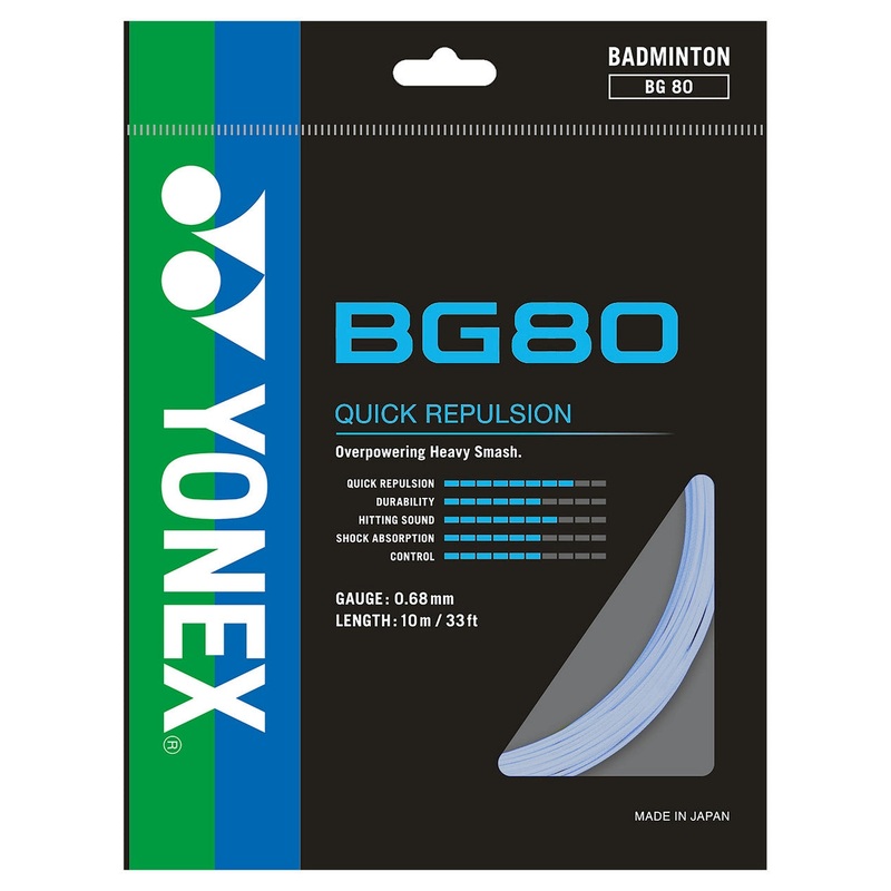 Yonex BG80 Badminton String Set of Sky Blue 0.68mm