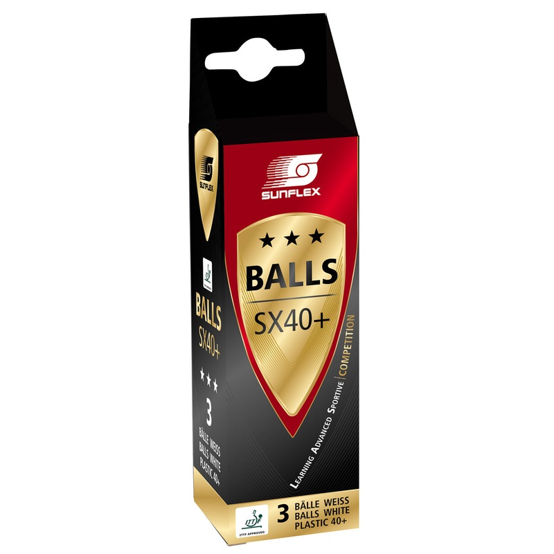 Sunflex Table Tennis Balls 3 Star 40+ ITTF White – 3 Pack
