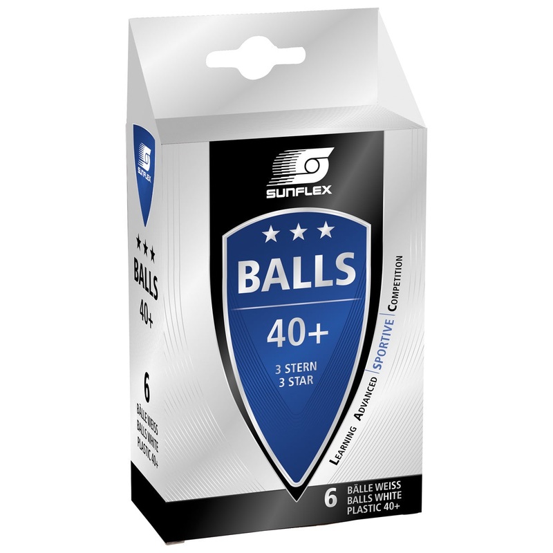 Sunflex Table Tennis Balls 3 Star 40+ White – 6 Pack