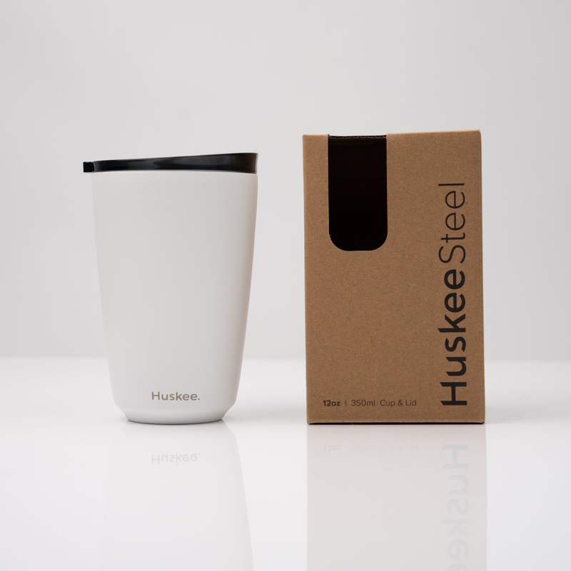 12oz HuskeeSteel Cup & Lid – White