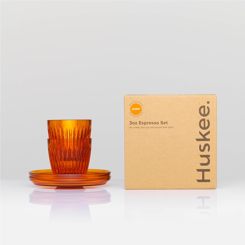 3oz Espresso HuskeeRenew Cup & Saucer Set of 2 – Amber