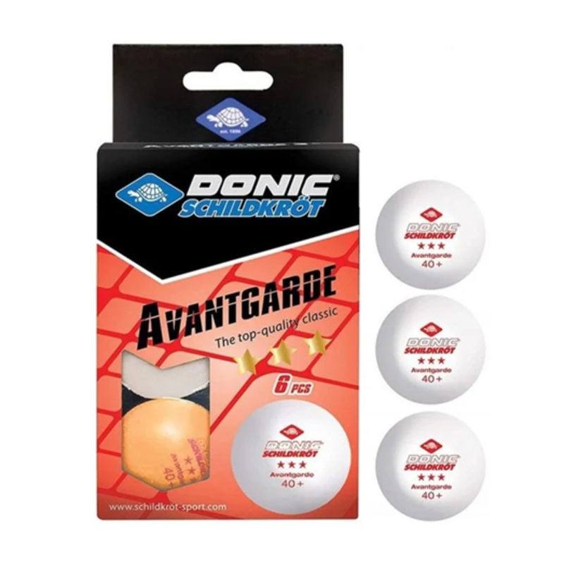 Donic Avantgarde 3* White 6pk Table Tennis Balls