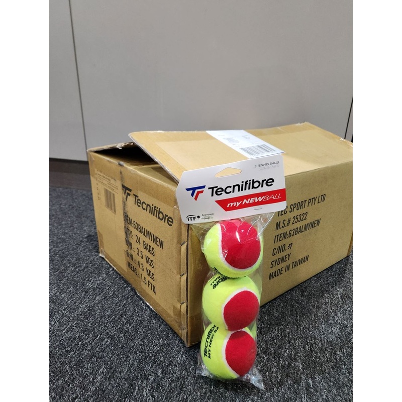 Tecnifibre My New Ball Red 3 Ball Bag (Carton of 24 Bags)