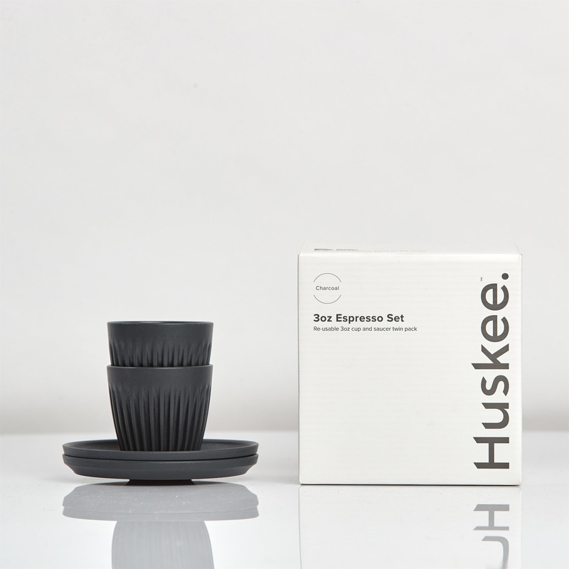 3oz Espresso HuskeeCup and Saucer Set of 2 – Charcoal