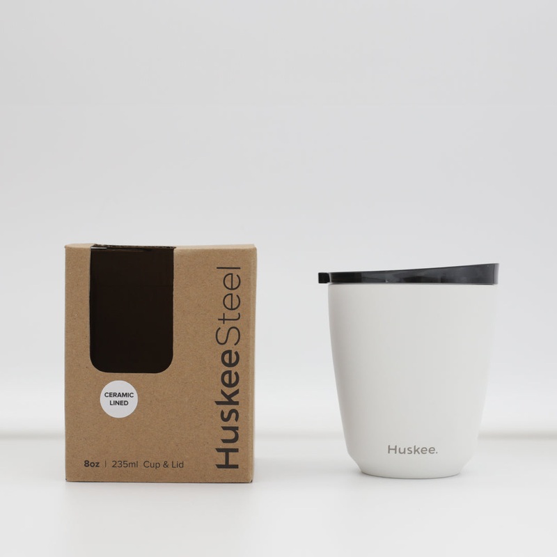 8oz HuskeeSteel Cup & Lid – White