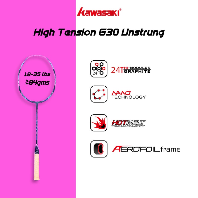 High Tension G30 Unstrung Badminton Racket (Pink) – 4U/G1