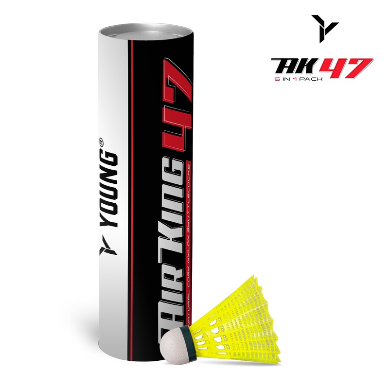 Air King 47 Shuttlecock (natural cork, high quality nylon shuttlecock) pack of 6 in 1 tube