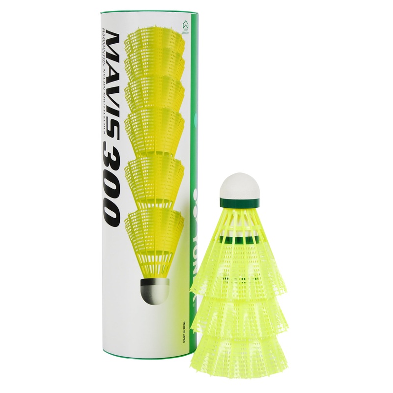 Yonex MAVIS 300 – Green Cap Nylon Badminton Shuttlecock – Yellow  (Slow, 75)