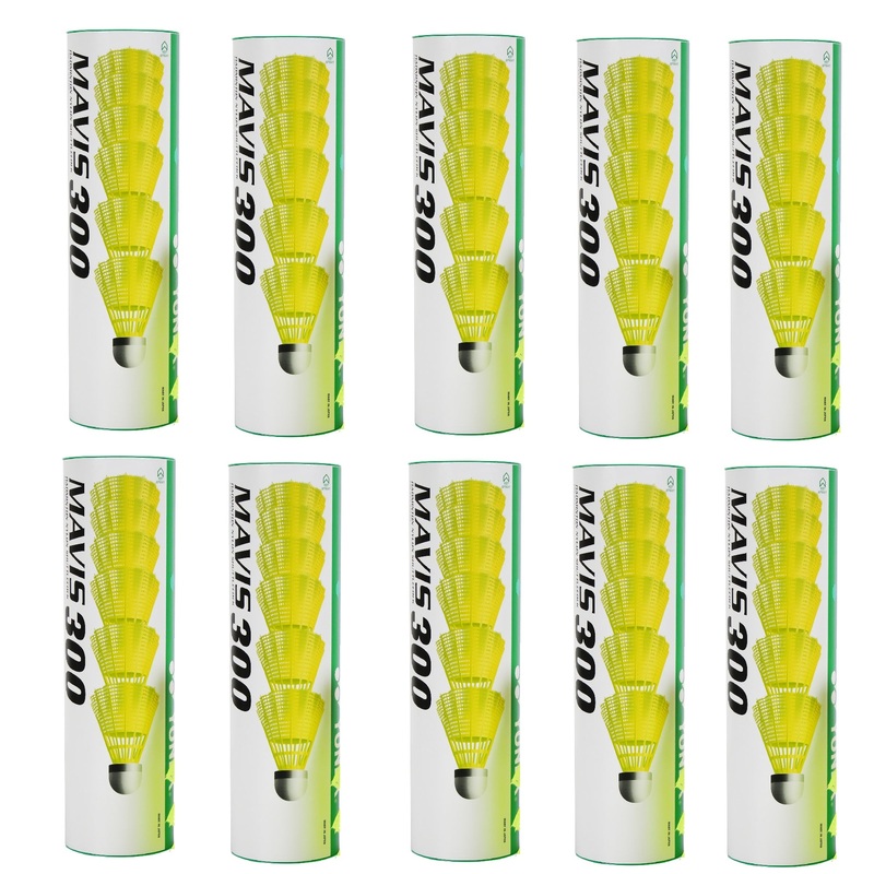 Yonex MAVIS 300 (Pack of 10 Box) – Green Cap Nylon Badminton Shuttlecock – Yellow  (Slow, 75)