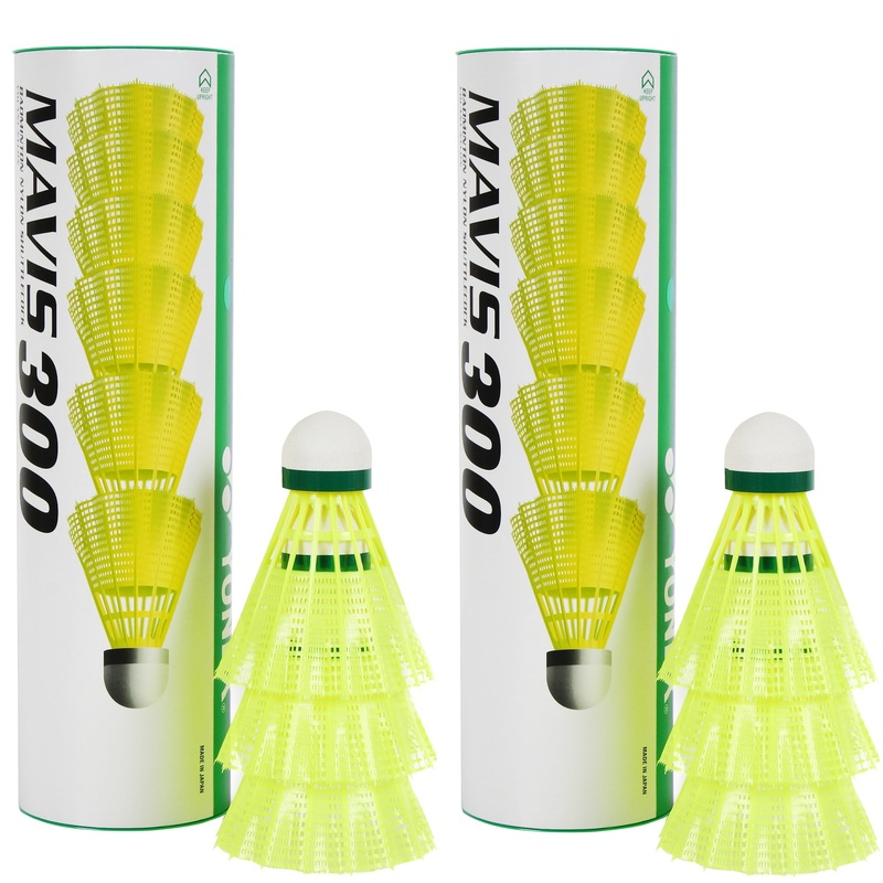 Yonex MAVIS 300 (Pack of 2 Box) – Green Cap Nylon Badminton Shuttlecock – Yellow  (Slow, 75)