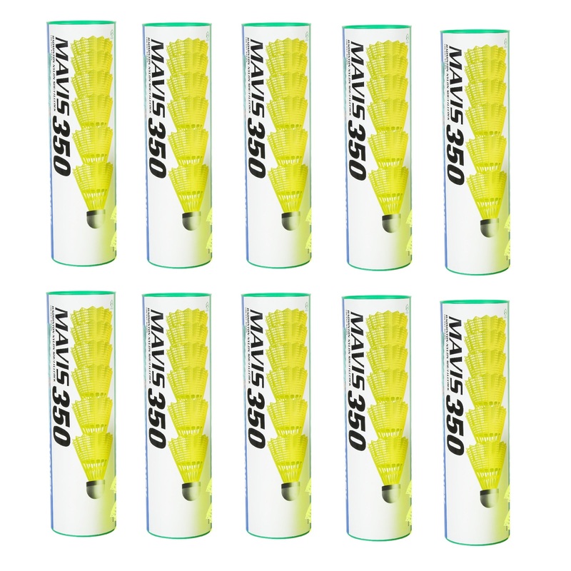 Yonex MAVIS 350 (Pack of 10 Box) – Green Cap Nylon Badminton Shuttlecock – Yellow  (Slow, 75)