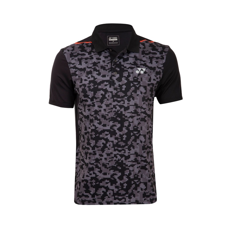 Yonex 1719 Mens Polo Collar T-Shirt Apparel (JET BLACK STORM FRONT)