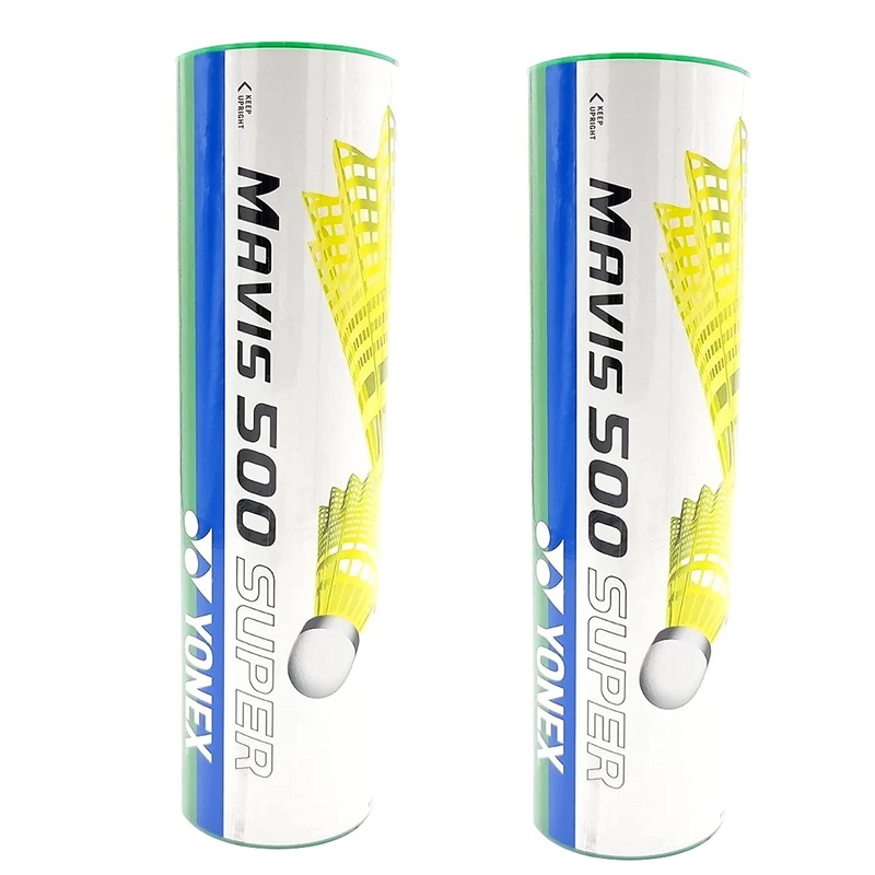 Yonex MAVIS 500 SUPER (Pack of 2 Box) – Green Cap Nylon Badminton Shuttlecock – Yellow (Slow, 75)