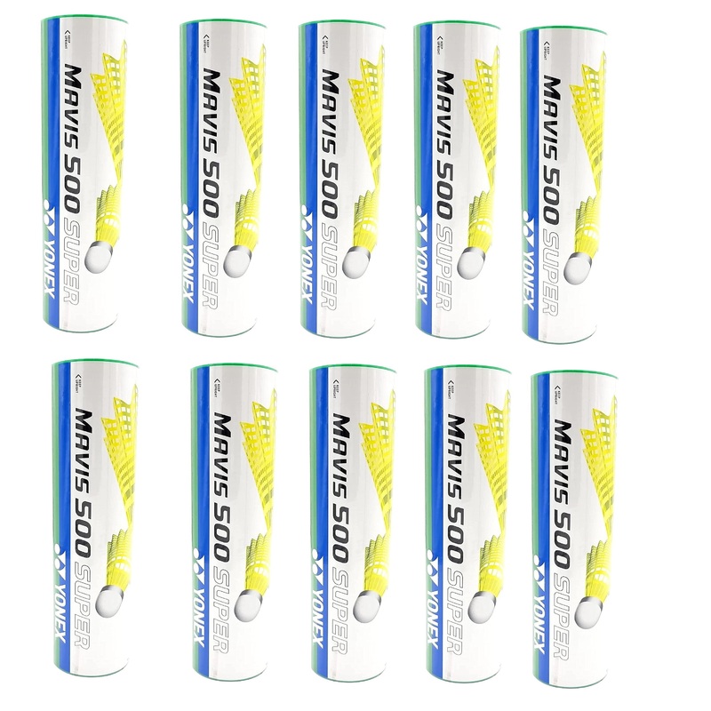 Yonex MAVIS 500 SUPER (Pack of 10 Box) – Green Cap Nylon Badminton Shuttlecock – Yellow (Slow, 75)