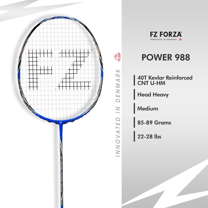 Fz Forza Power 988 Very Stiff Strung Attacking Badminton Racket -3U/G5 For Advanced Players