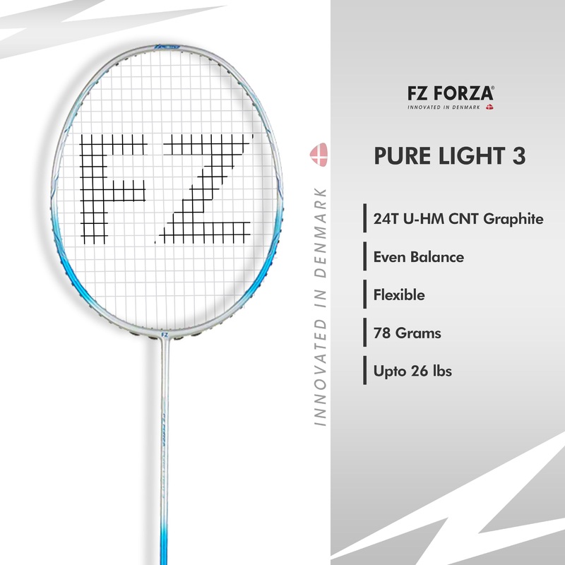 FZ Forza Pure Light 3 Unstrung Badminton Racket – 5U/G5 For Beginners Players