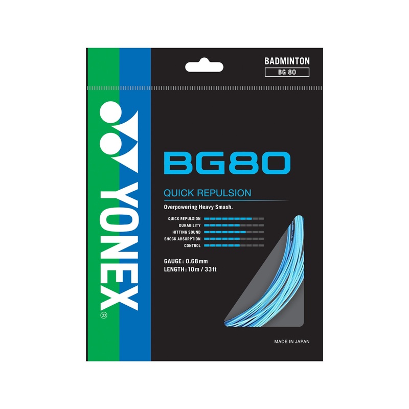 Yonex String BG 80 Sky Blue Single Pack 10M