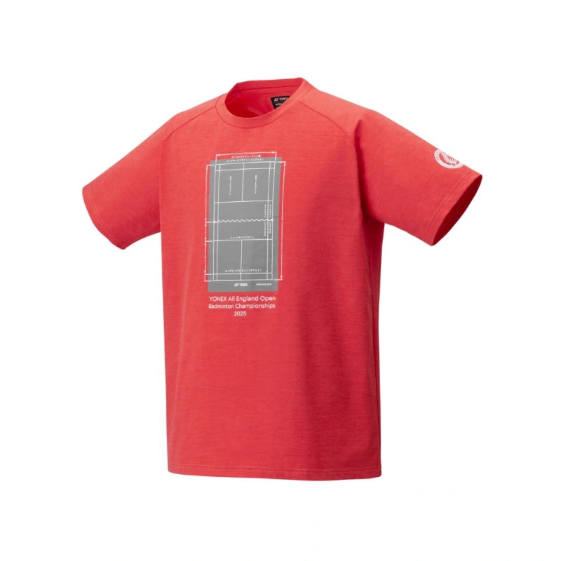 Yonex Apparel Unisex YOB25001EX All England Open 2025 T-Shirt Coral Red