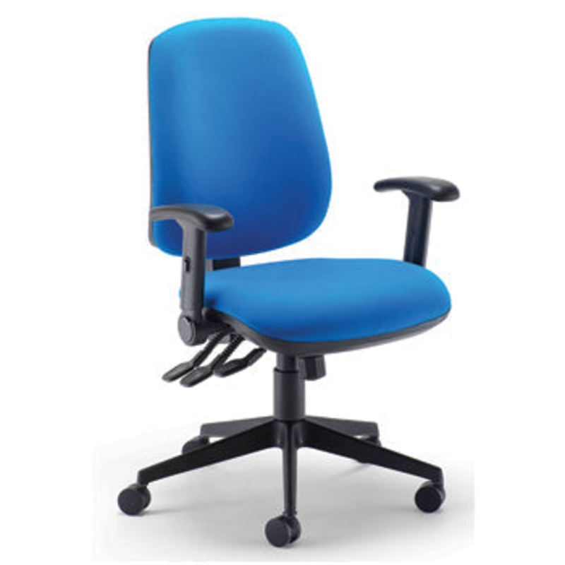 SWIVEL, OPERATOR CHAIRS, HIGH BACK HEAVY DUTY, With Adjustable Foldaway Arms, Ocean