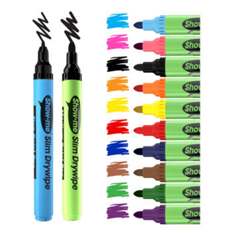 SHOW-ME(R) DRYWIPE PENS, Fine Tip – Gratnell’s Tray of 200 Black Pens, a 250ml bottle of MAGIX Cleaner/Conditioner and 6 Mini Foam Erasers
