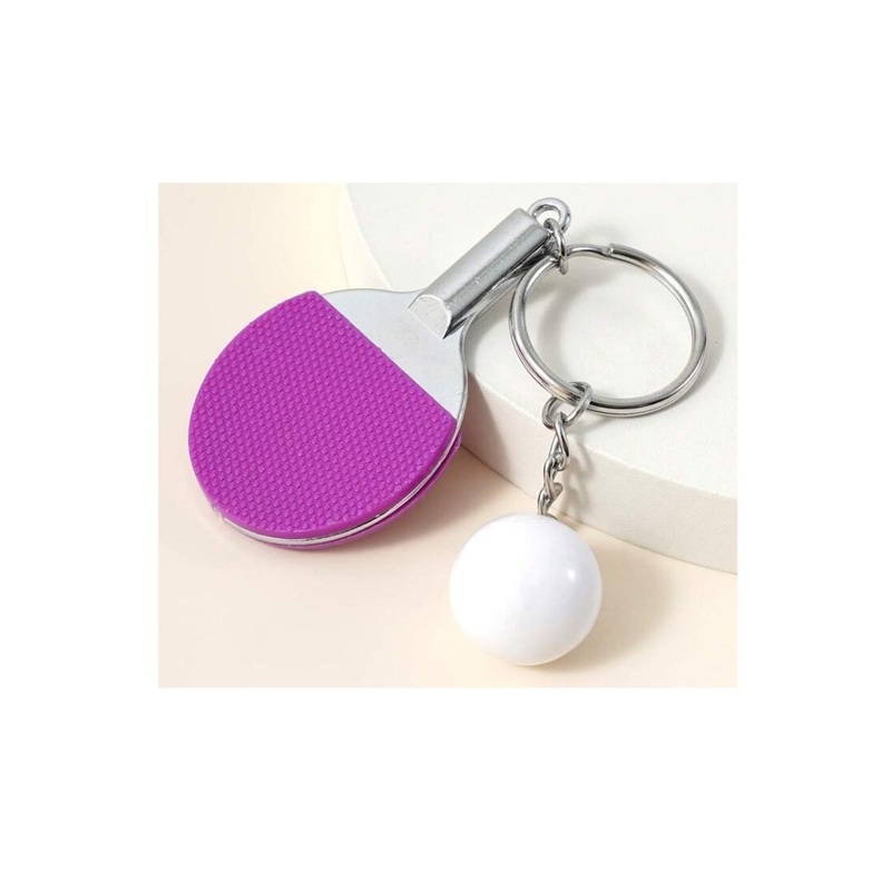 Mini Table Tennis Racket and Ball Keychain [Purple]