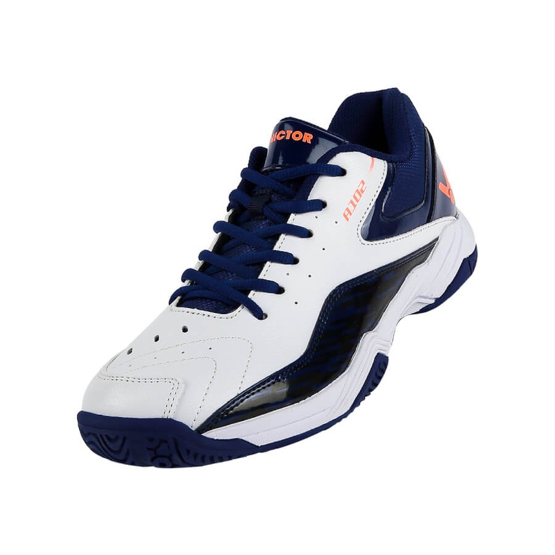 Victor A102-AB Unisex Badminton Shoes (Bright White/Blue Print)