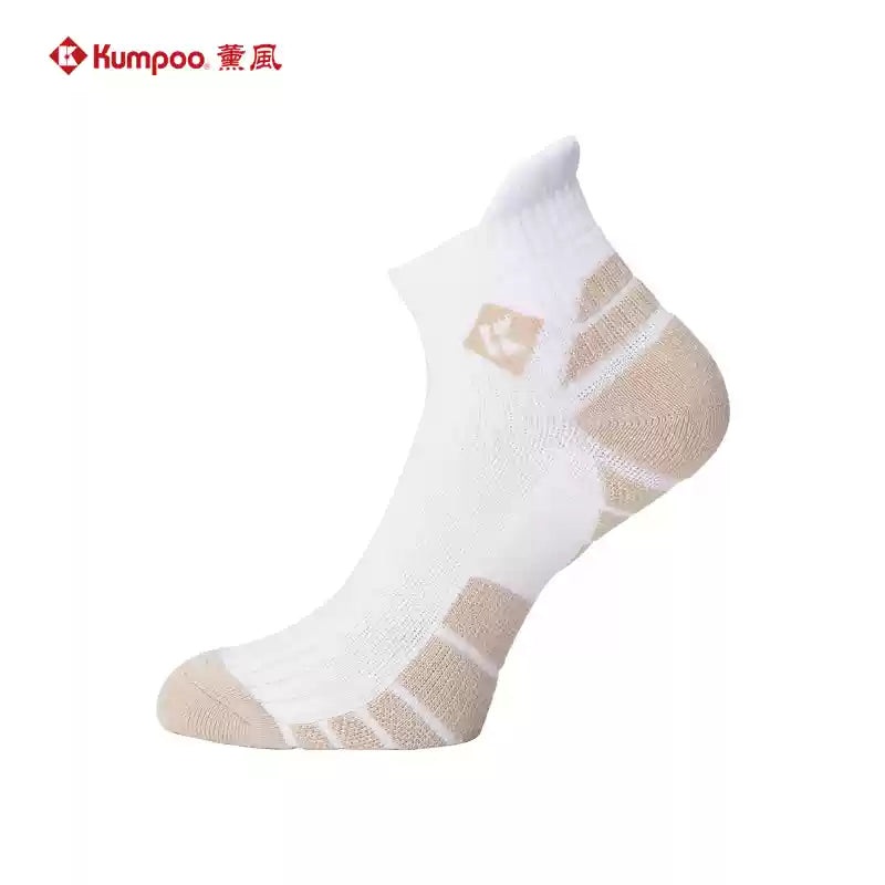 Kumpoo Badminton Low-cut Socks KSO-407 Khaki/White