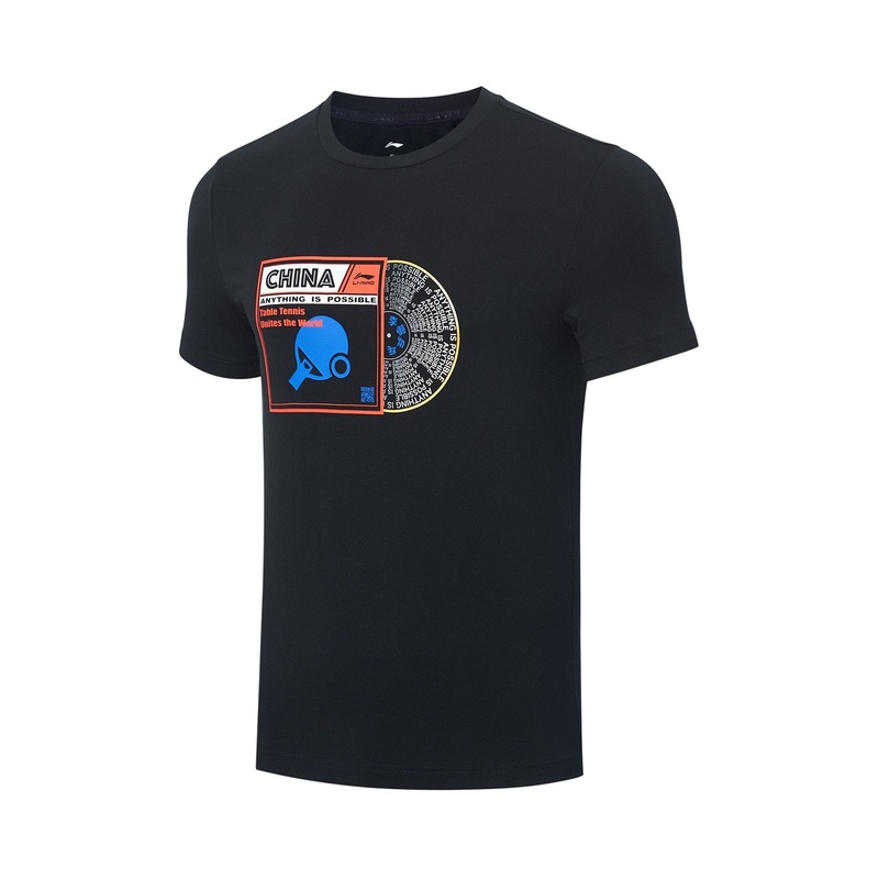 Herren Tischtennisshirt Vinyl schwarz – ATST027-3