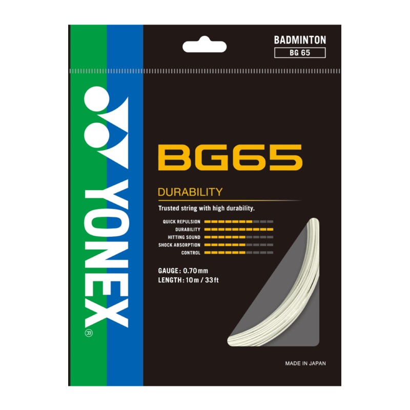 Yonex BG-65 Badminton String|White|Orange|Yellow|Turquoise|Lavender|Violet|Black