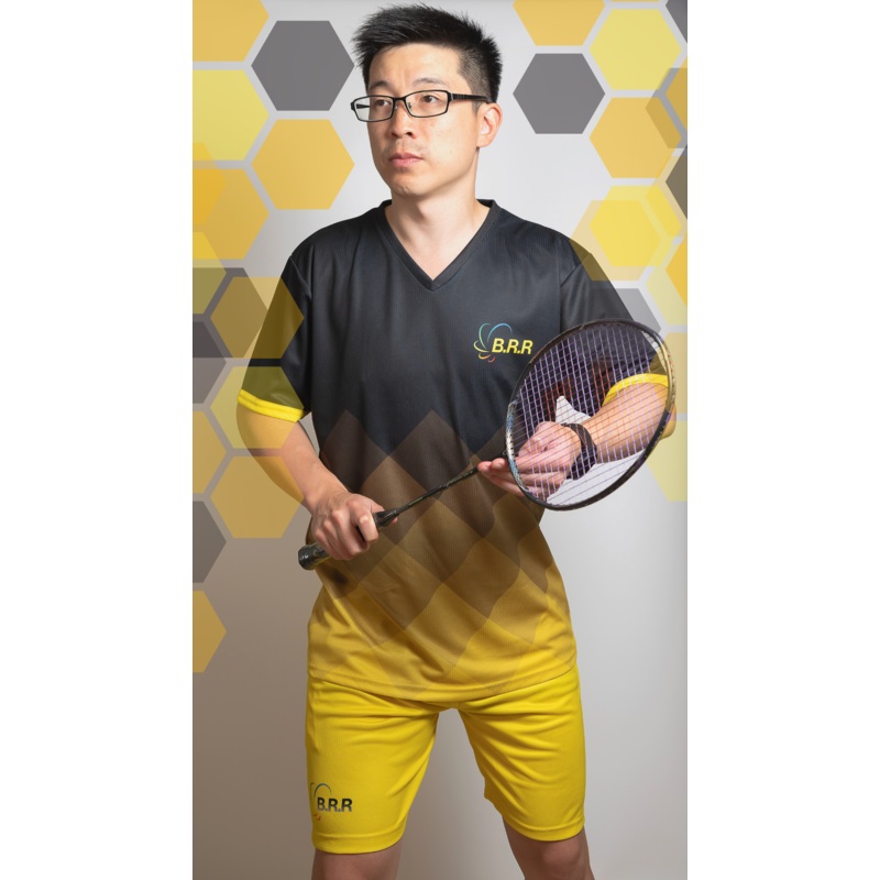 Sting BRR Top – Black with Brown – Badminton/Tennis/Squash T-Shirt and Shorts