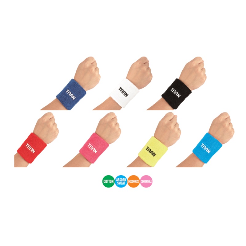 TAAN – Long sweat proof wrist band Black Badminton/Tennis/Sports