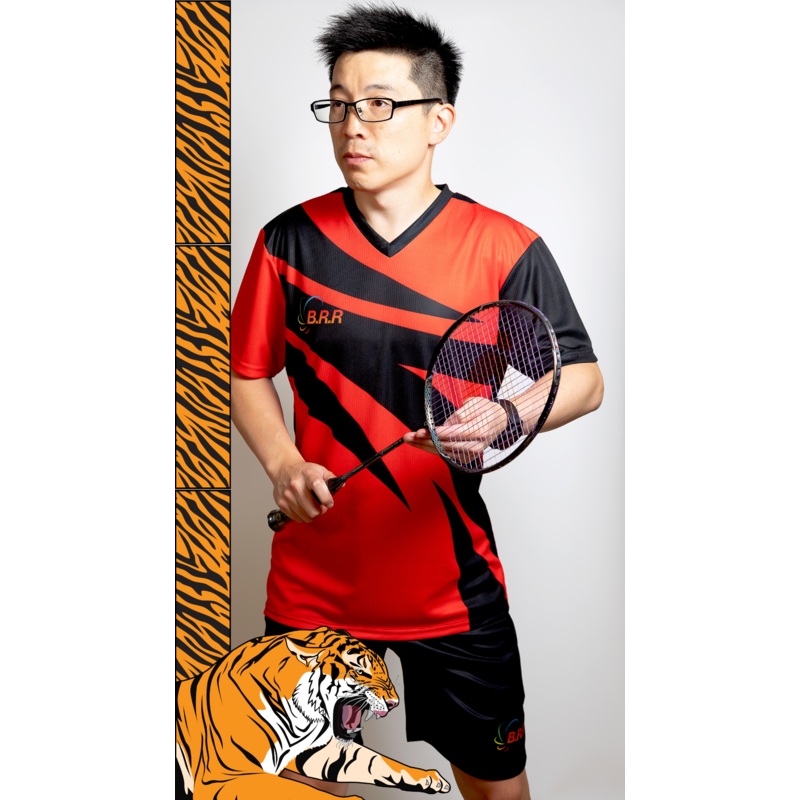 The Claw BRR Top – Black and Red – Badminton/Tennis/Squash T-Shirt and Shorts