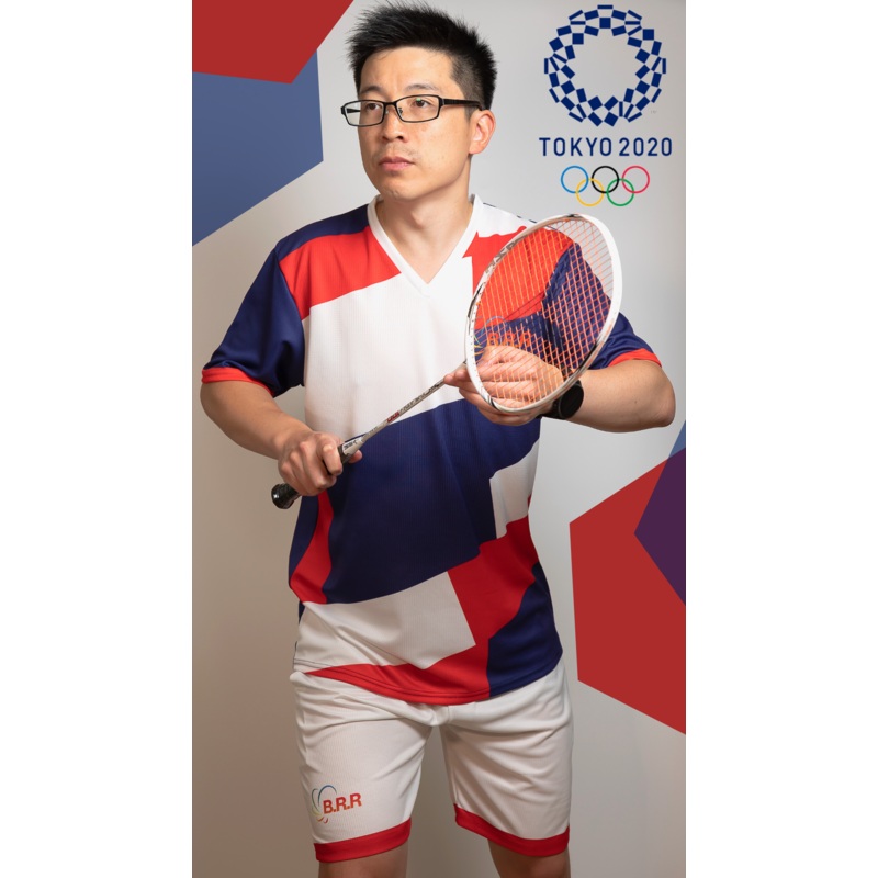 Tokyo 2020 Olympics BRR Shirt (White/Navy/Red) – Badminton/Tennis/Squash T-Shirt and Shorts