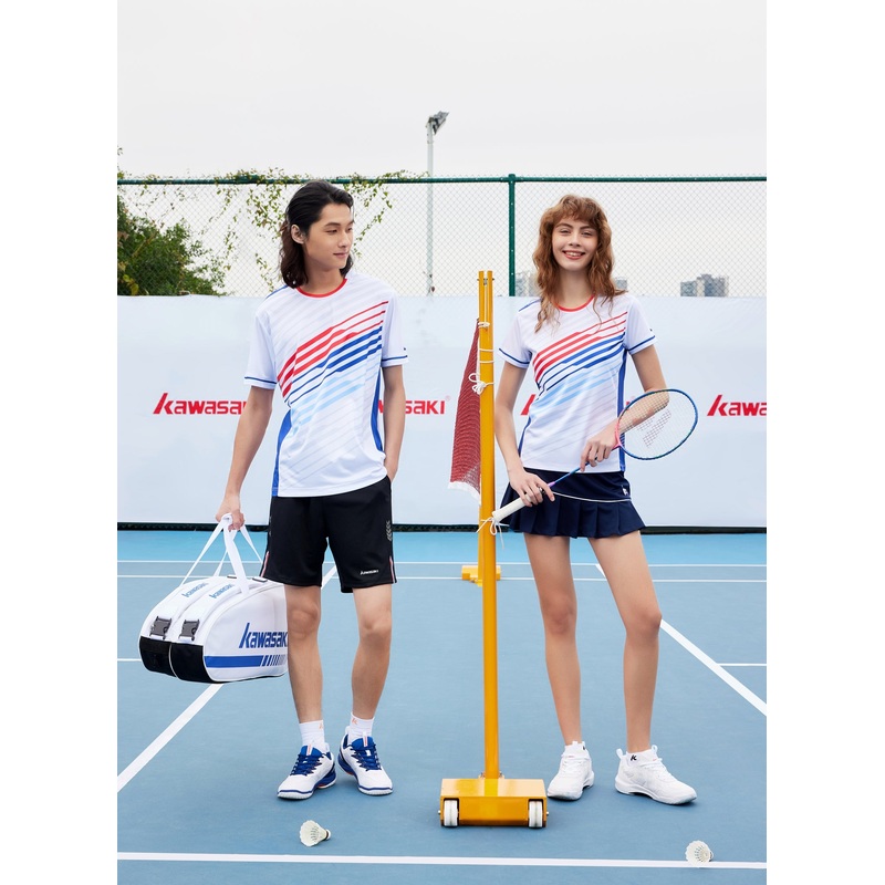 Kawasaki Mens badminton T Shirt K1C02-A1929-1 White/Red/Blue – Green