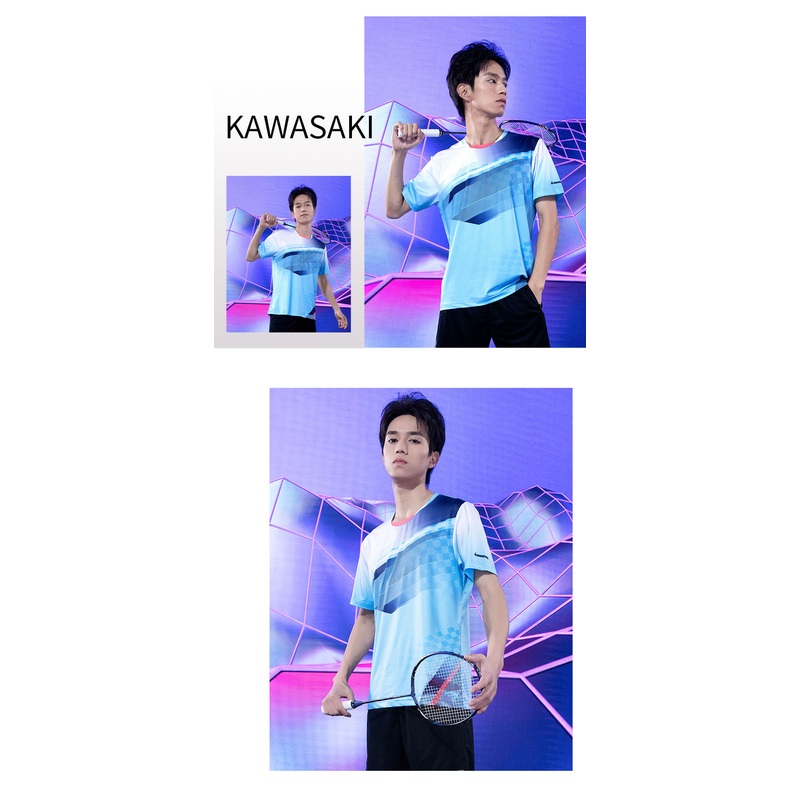 Kawasaki Mens badminton T Shirt K1C02-A1931-1 Sky Blue