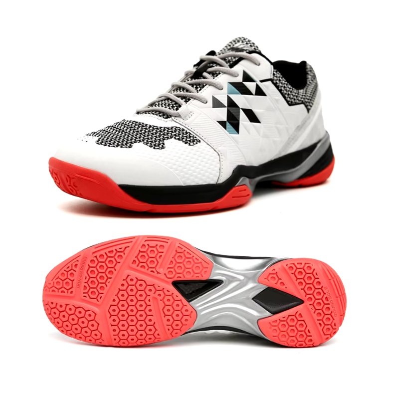 Badminton Value Shoes – Unisex – White/Red – Medaron