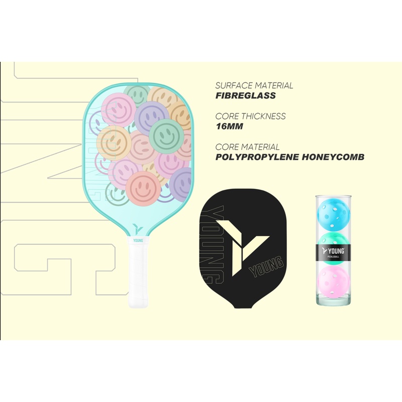 Young 16mm Fibreglass Designer Pickle Ball Bats