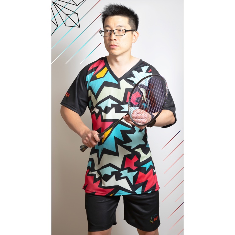 Ground Breaker BRR Top – Geometric Design – Badminton/Tennis/Squash T-Shirt