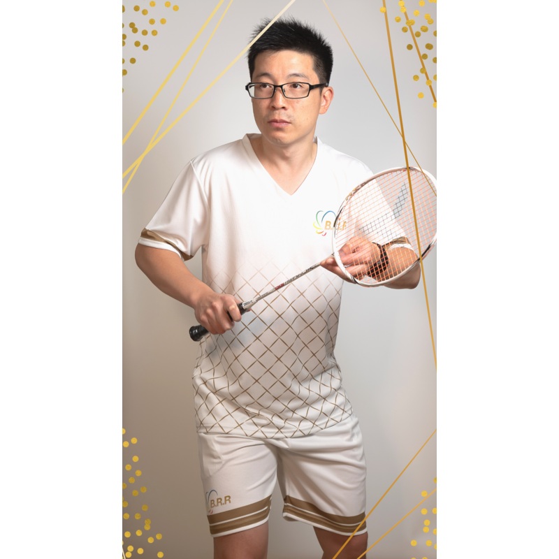 White & Gold Hex BRR Badminton/Tennis/Squash T-Shirt – Unisex